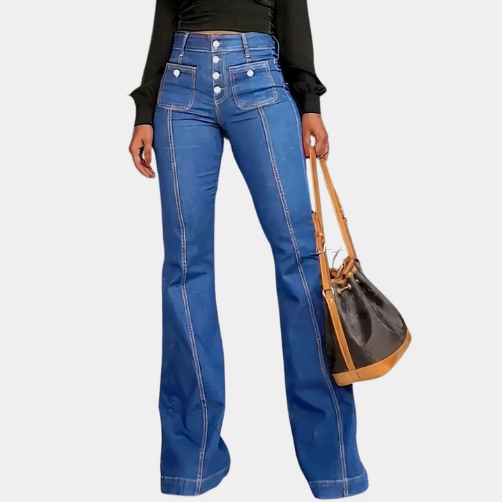 Pazienza - Pantalon taille haute pour femmes avec jambes évasées très tendance