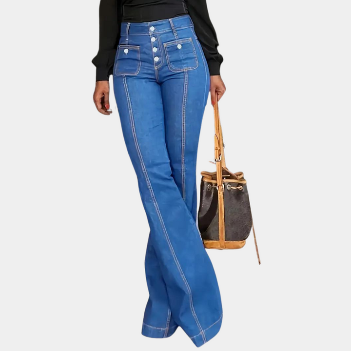 Pazienza - Pantalon taille haute pour femmes avec jambes évasées très tendance