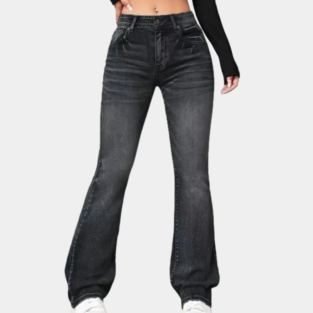 Delphine - Pantalon tendance à taille haute pour femme avec une coupe évasée élégante