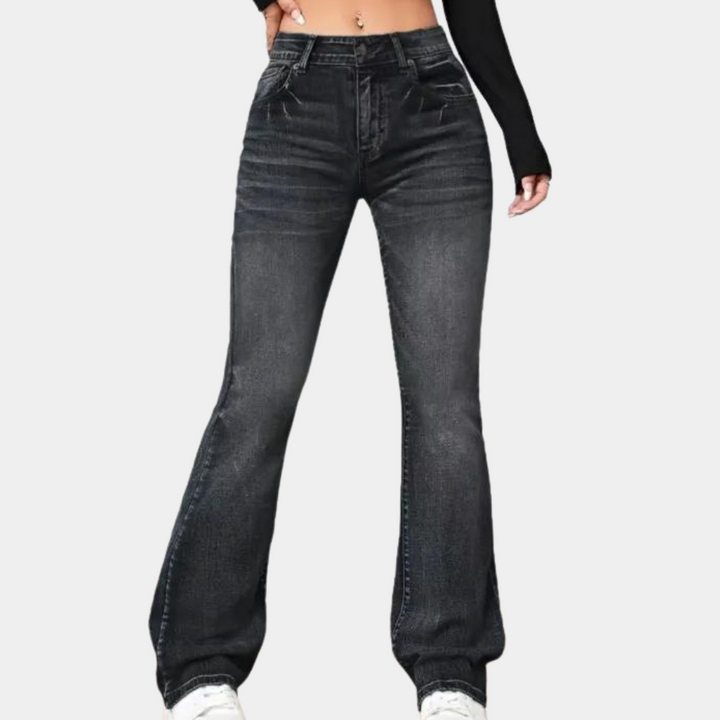 Delphine - Pantalon tendance à taille haute pour femme avec une coupe évasée élégante
