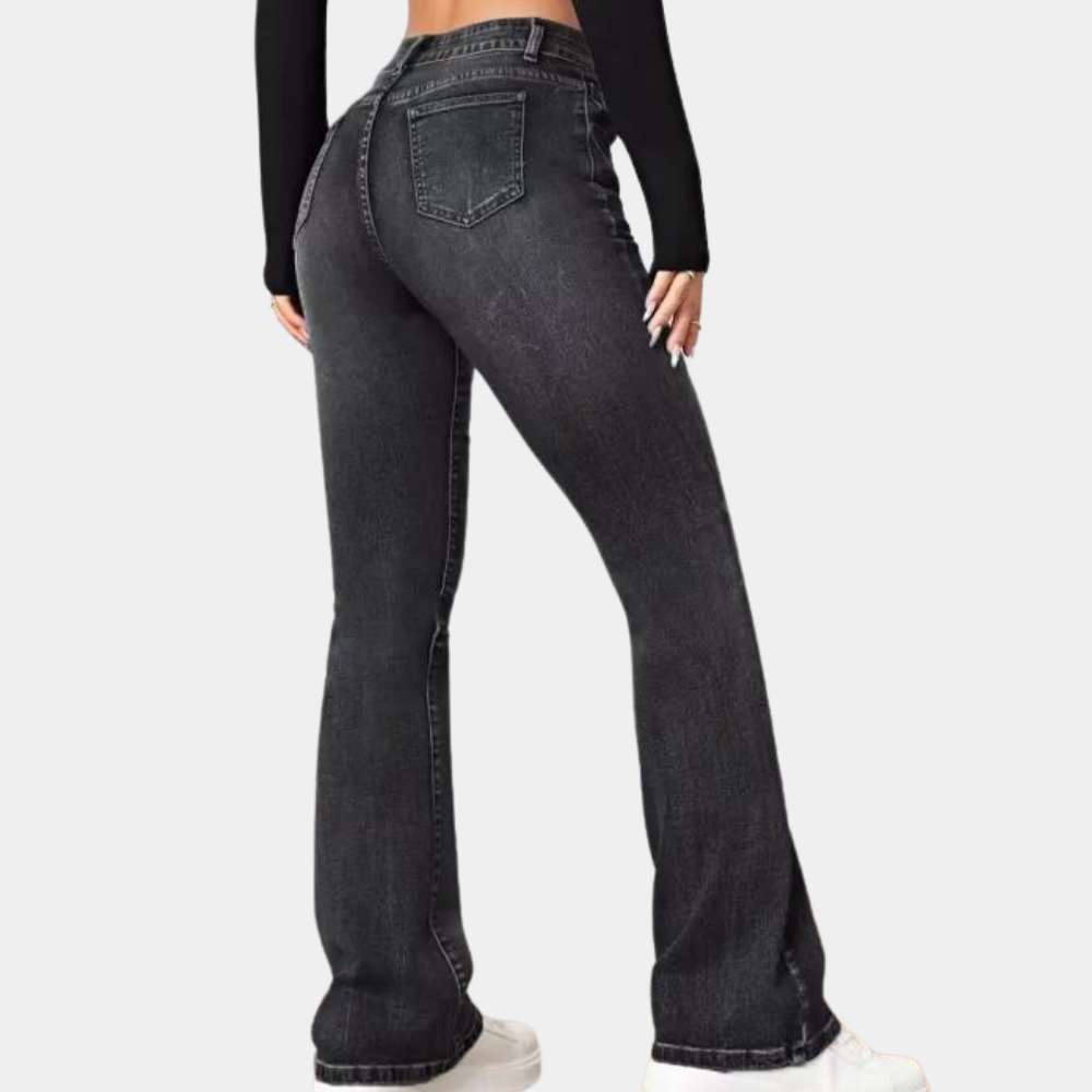 Delphine - Pantalon tendance à taille haute pour femme avec une coupe évasée élégante