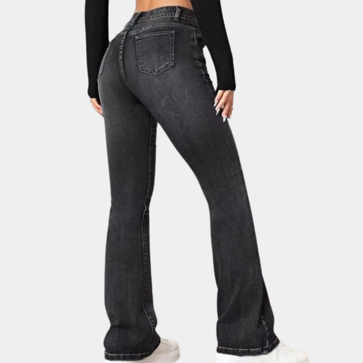 Delphine - Pantalon tendance à taille haute pour femme avec une coupe évasée élégante