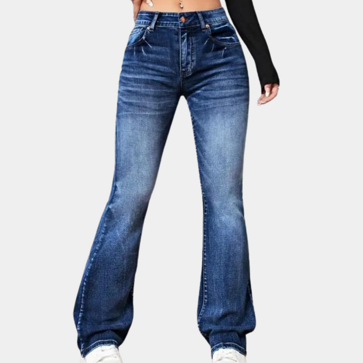 Delphine - Pantalon tendance à taille haute pour femme avec une coupe évasée élégante