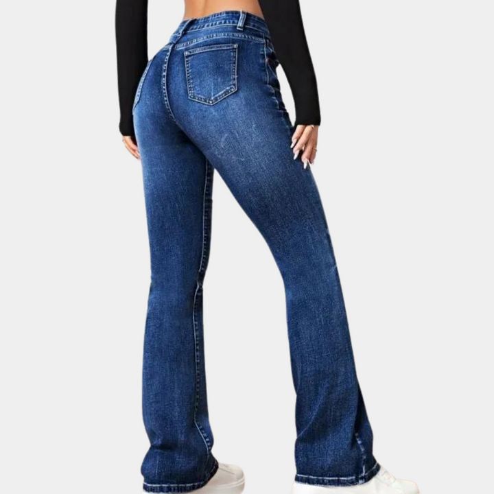 Delphine - Pantalon tendance à taille haute pour femme avec une coupe évasée élégante
