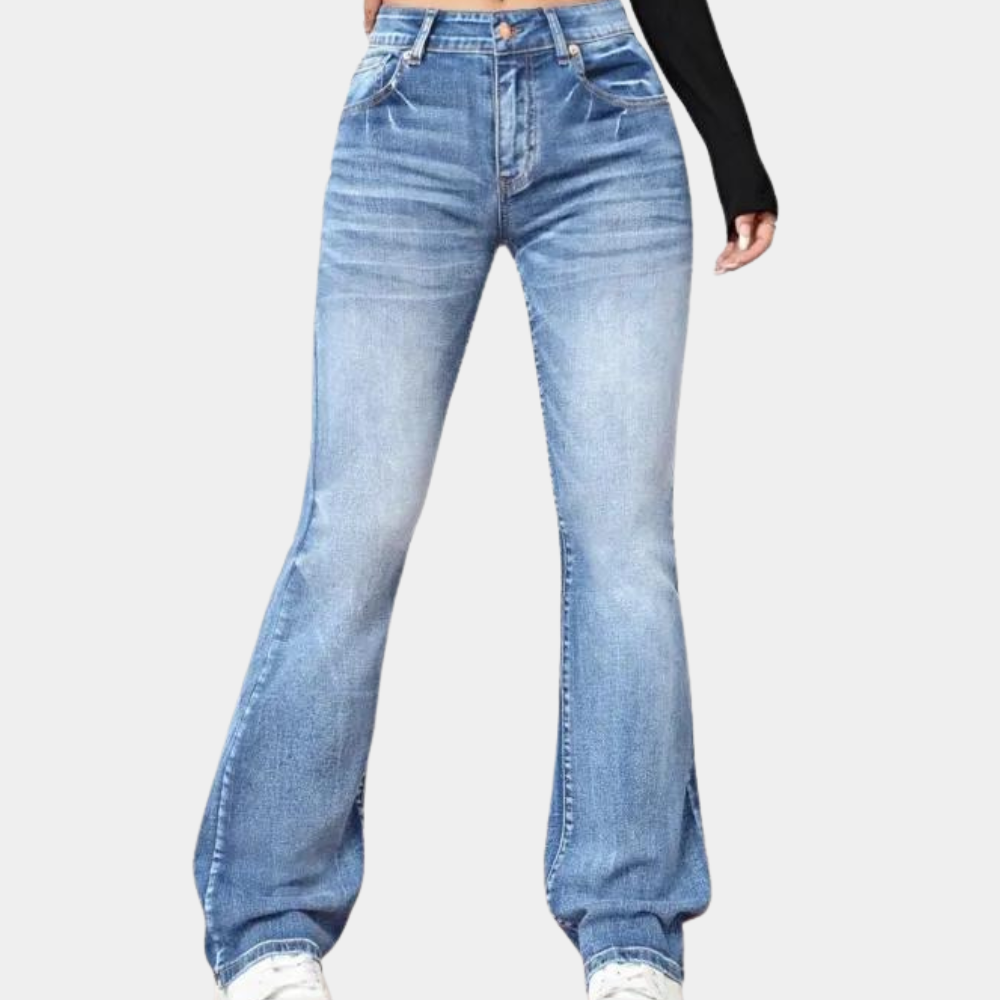 Delphine - Pantalon tendance à taille haute pour femme avec une coupe évasée élégante