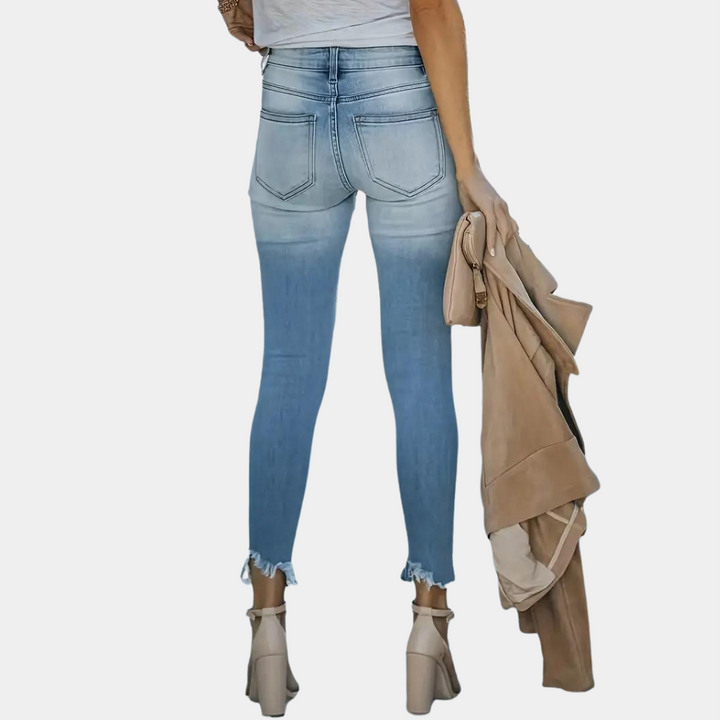 Abolins - Jean tendance pour femmes avec boutons et détails déchirés