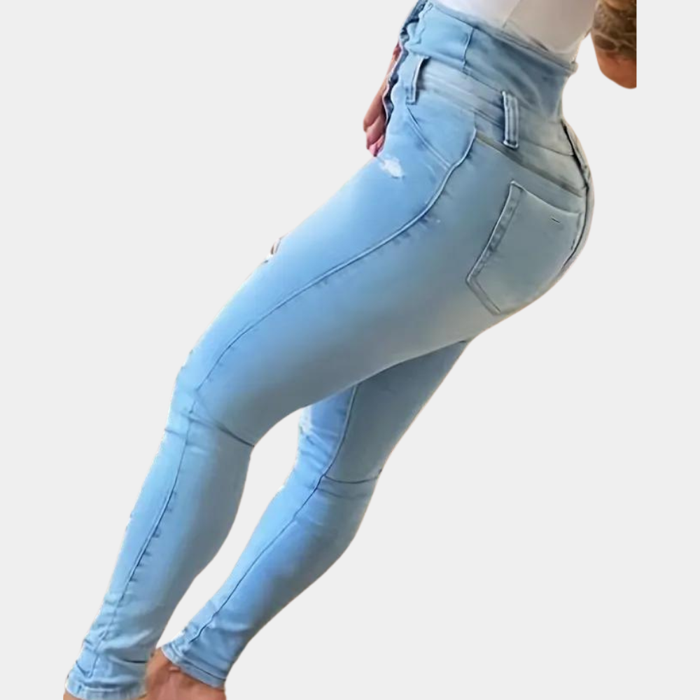 Elizabete - Jean taille haute pour femme avec déchirures tendance