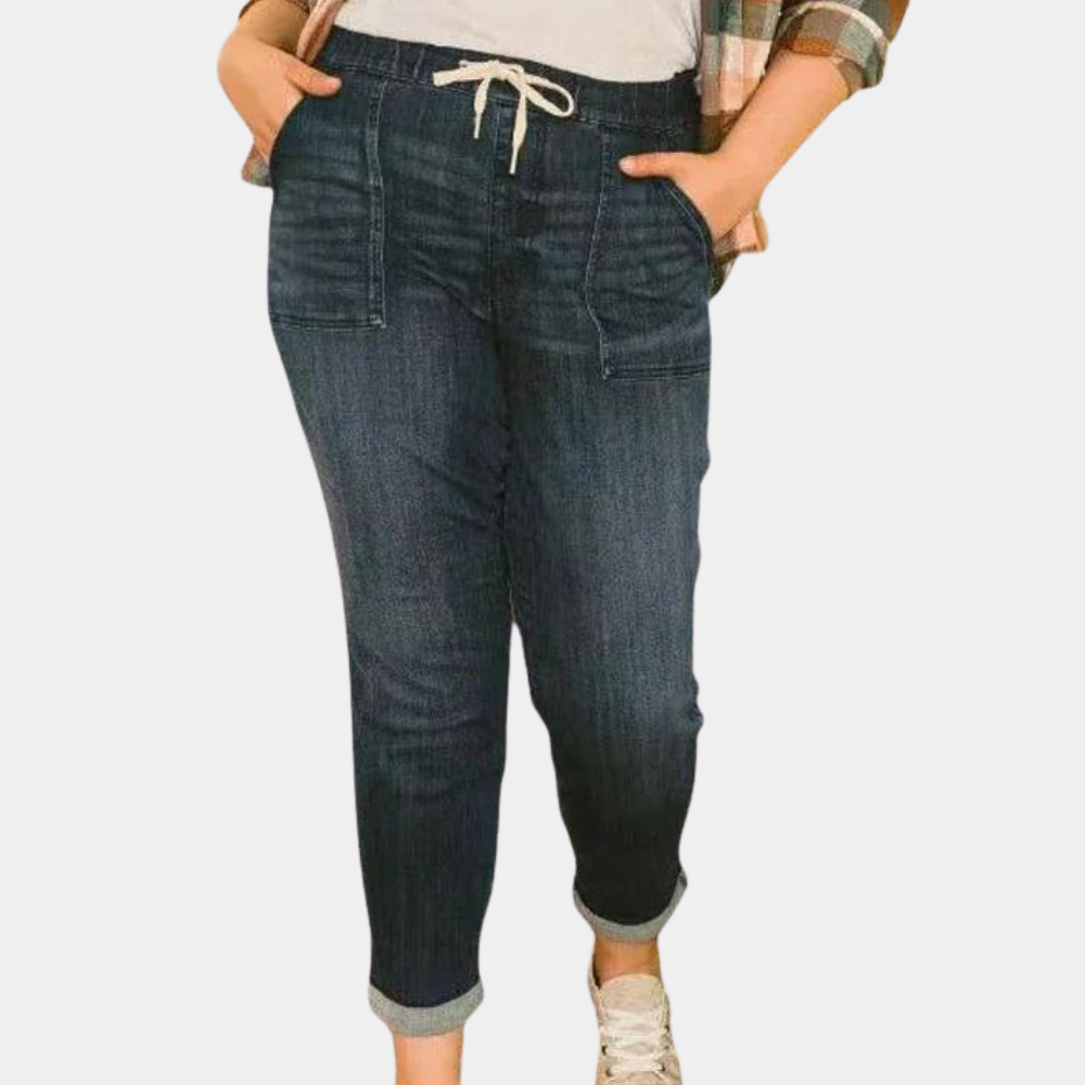 Pantalon de femme avec taille haute élégante et cordon de serrage ajustable