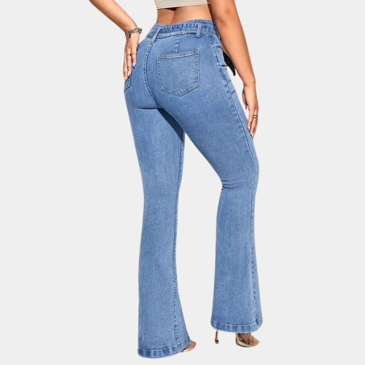 Pantalon ultra extensible pour femmes avec jambes larges tendance