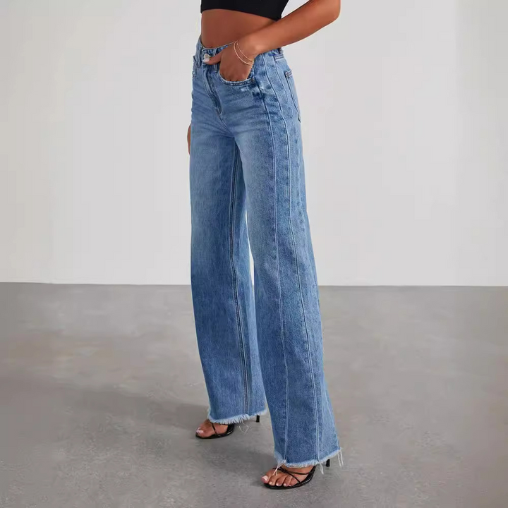 Jeans décontractés taille haute chic pour femmes
