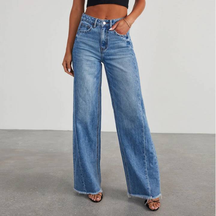 Jeans décontractés taille haute chic pour femmes
