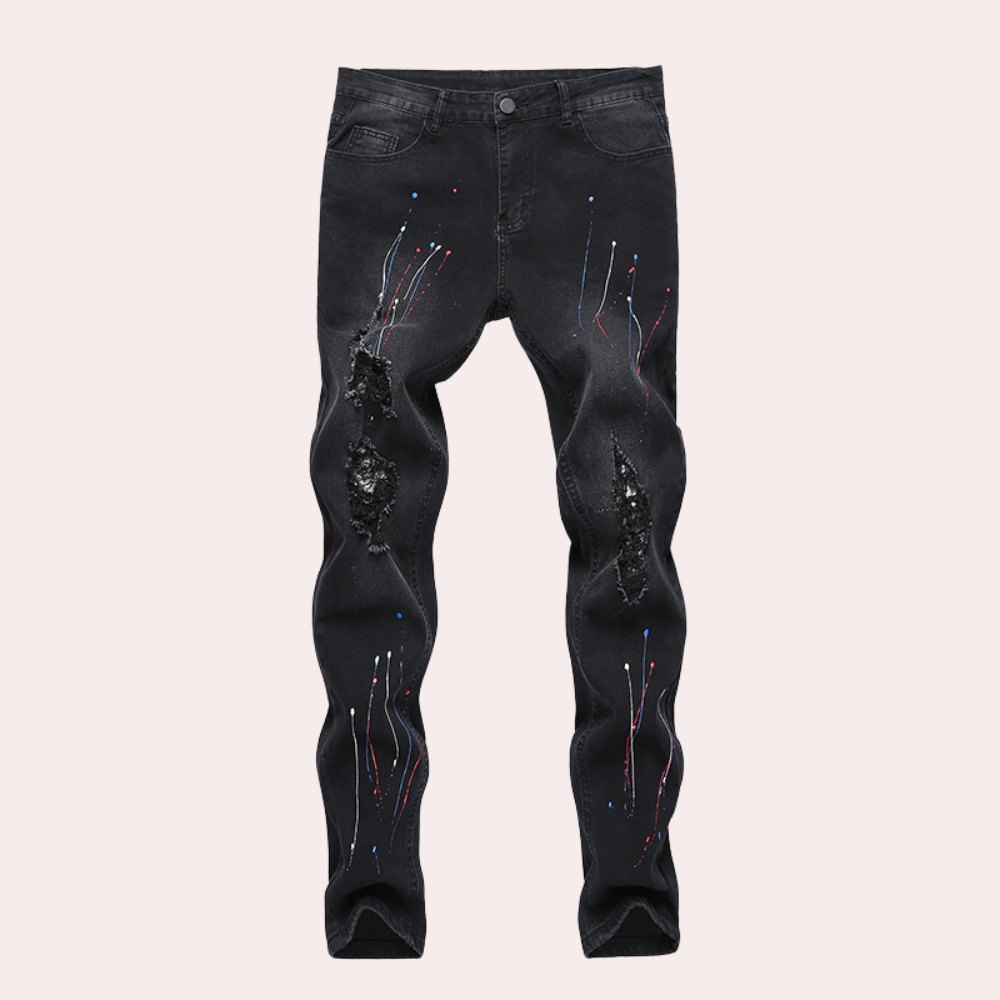 Pietro - Jean tendance pour hommes avec un motif de peinture unique