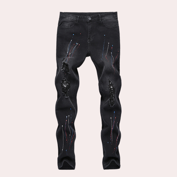 Pietro - Jean tendance pour hommes avec un motif de peinture unique