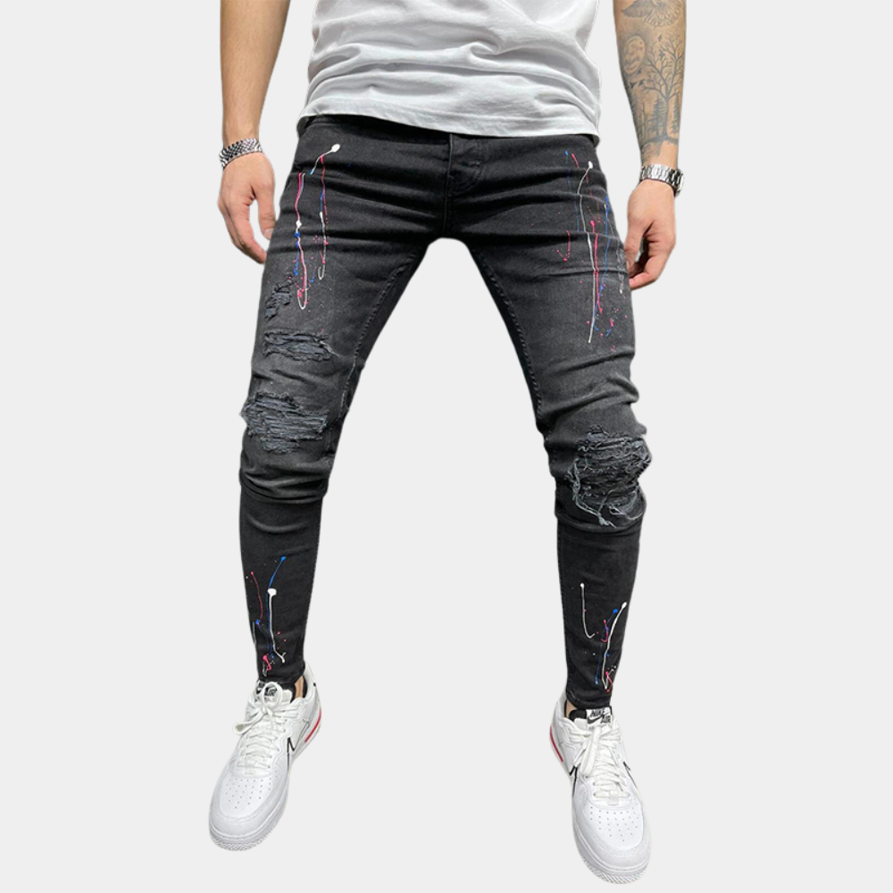 Pietro - Jean tendance pour hommes avec un motif de peinture unique