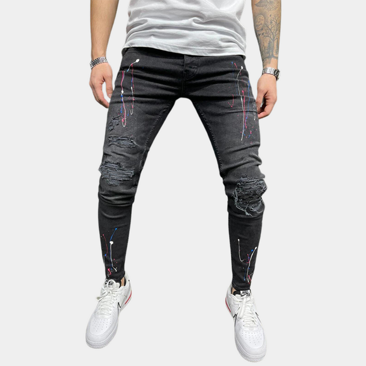 Pietro - Jean tendance pour hommes avec un motif de peinture unique