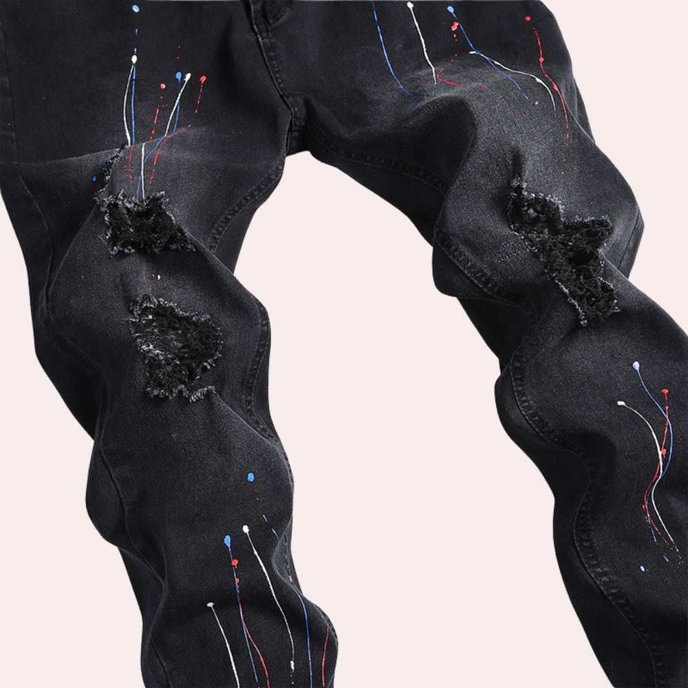 Pietro - Jean tendance pour hommes avec un motif de peinture unique