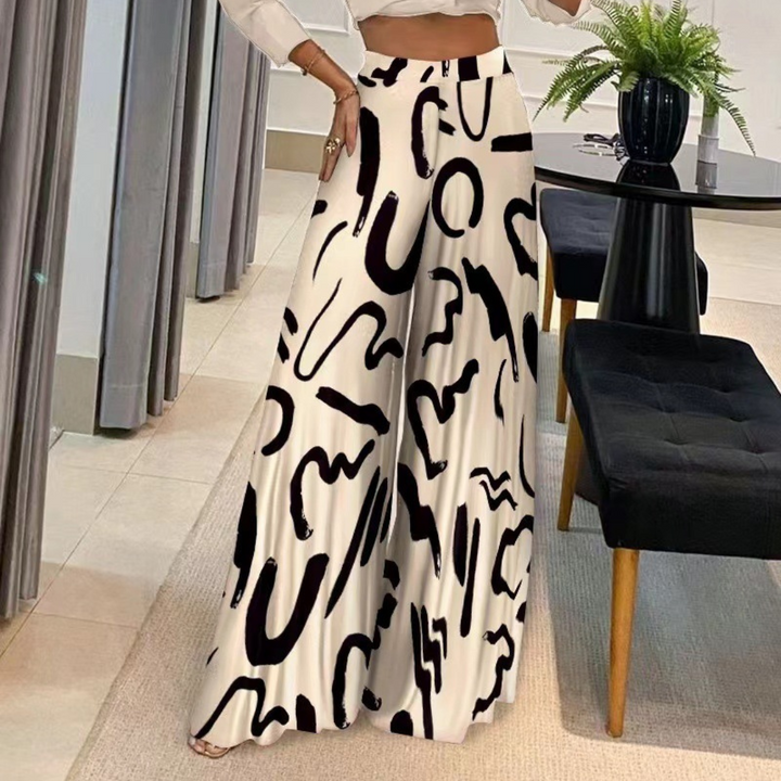 Élégant pantalon de femme en rubis avec un flux artistique et de larges tuyaux