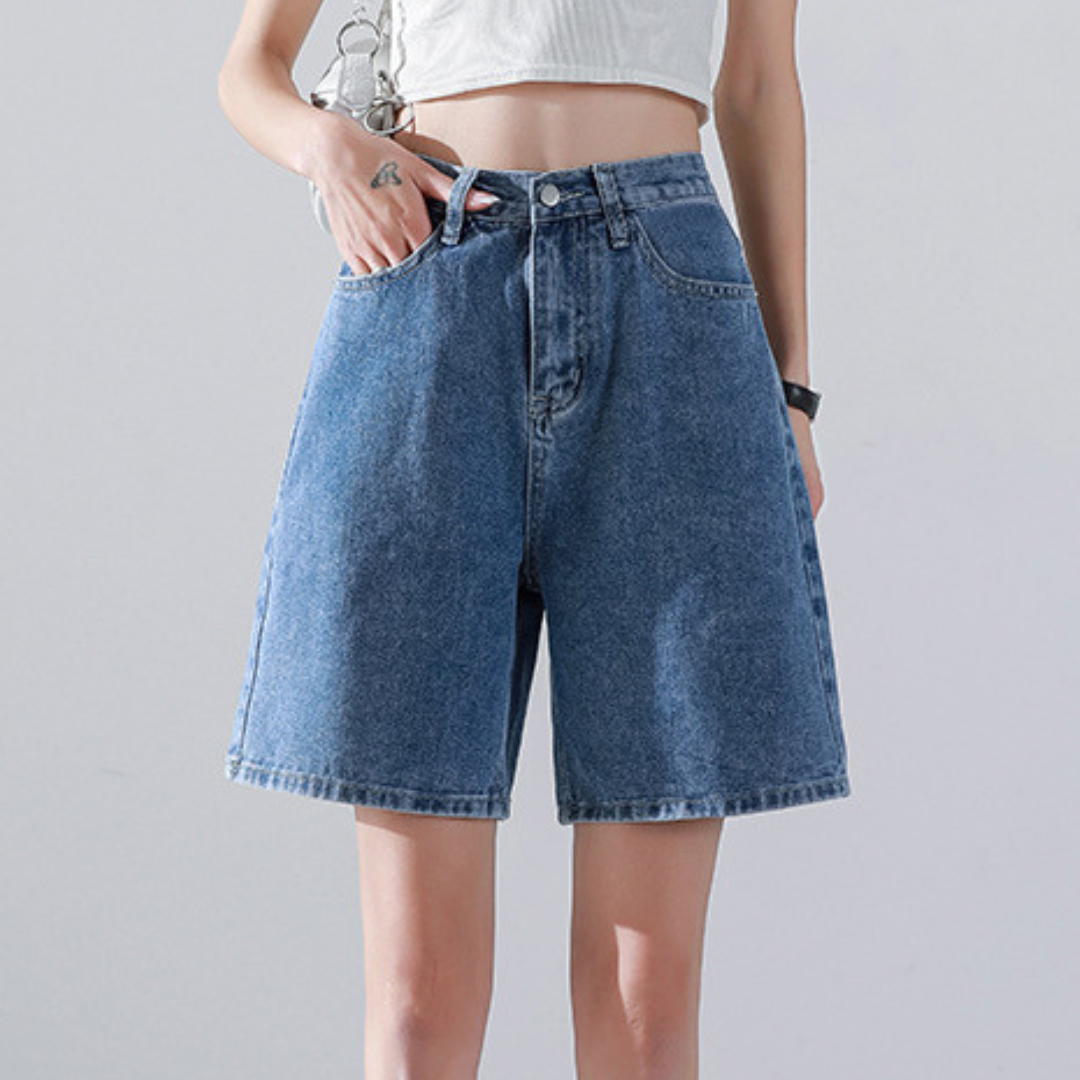 Liesel - Short en jean à la mode pour femmes, coupe droite