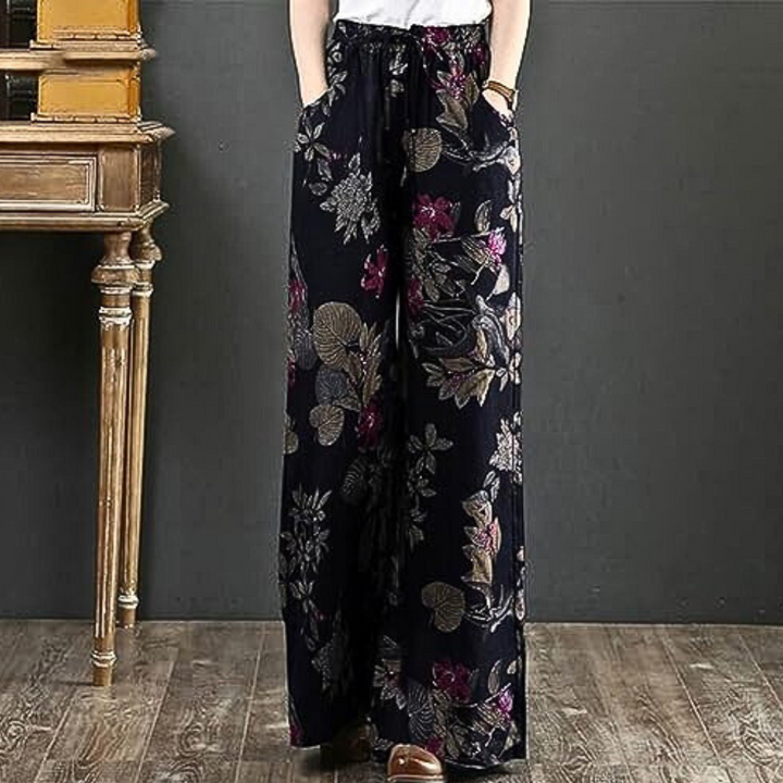 Kirsi - Pantalon élégant et ample à l'imprimé floral sophistiqué
