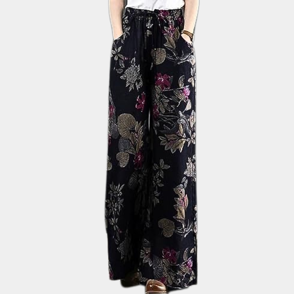 Kirsi - Pantalon élégant et ample à l'imprimé floral sophistiqué