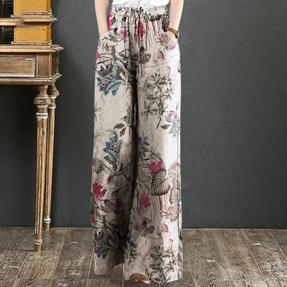 Kirsi - Pantalon élégant et ample à l'imprimé floral sophistiqué