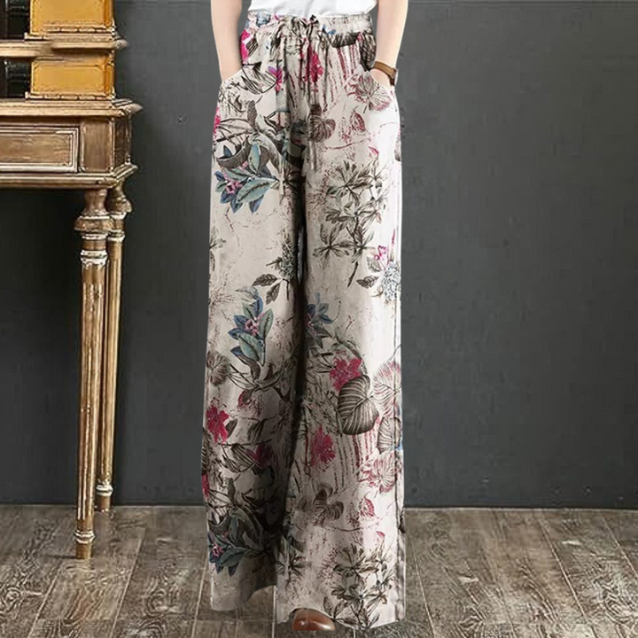 Kirsi - Pantalon élégant et ample à l'imprimé floral sophistiqué