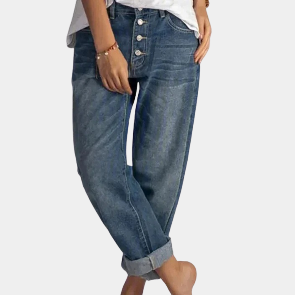 MIHAI - Jeans taille haute élégants pour femmes avec une touche de modernité