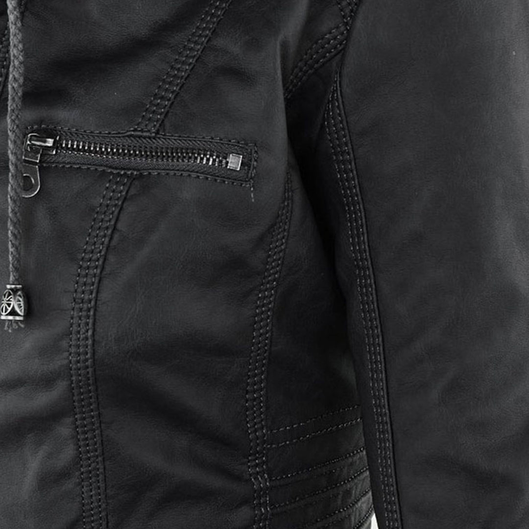 Narguize™ - Veste en Cuir avec Capuche Élégante