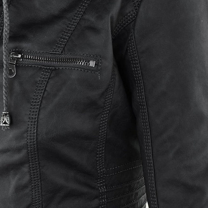 Narguize™ - Veste en Cuir avec Capuche Élégante