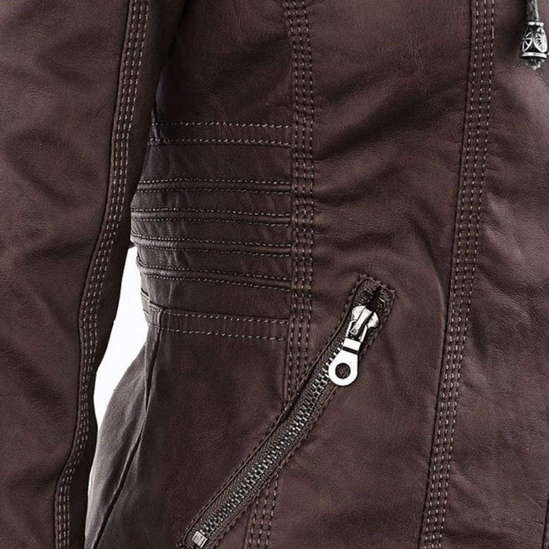 Narguize™ - Veste en Cuir avec Capuche Élégante