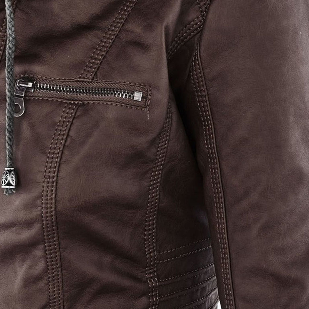 Narguize™ - Veste en Cuir avec Capuche Élégante