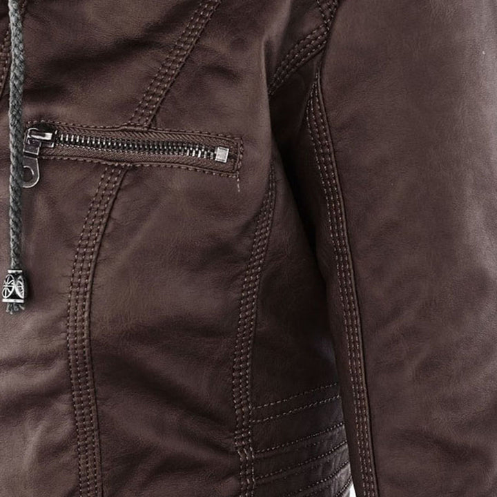 Narguize™ - Veste en Cuir avec Capuche Élégante