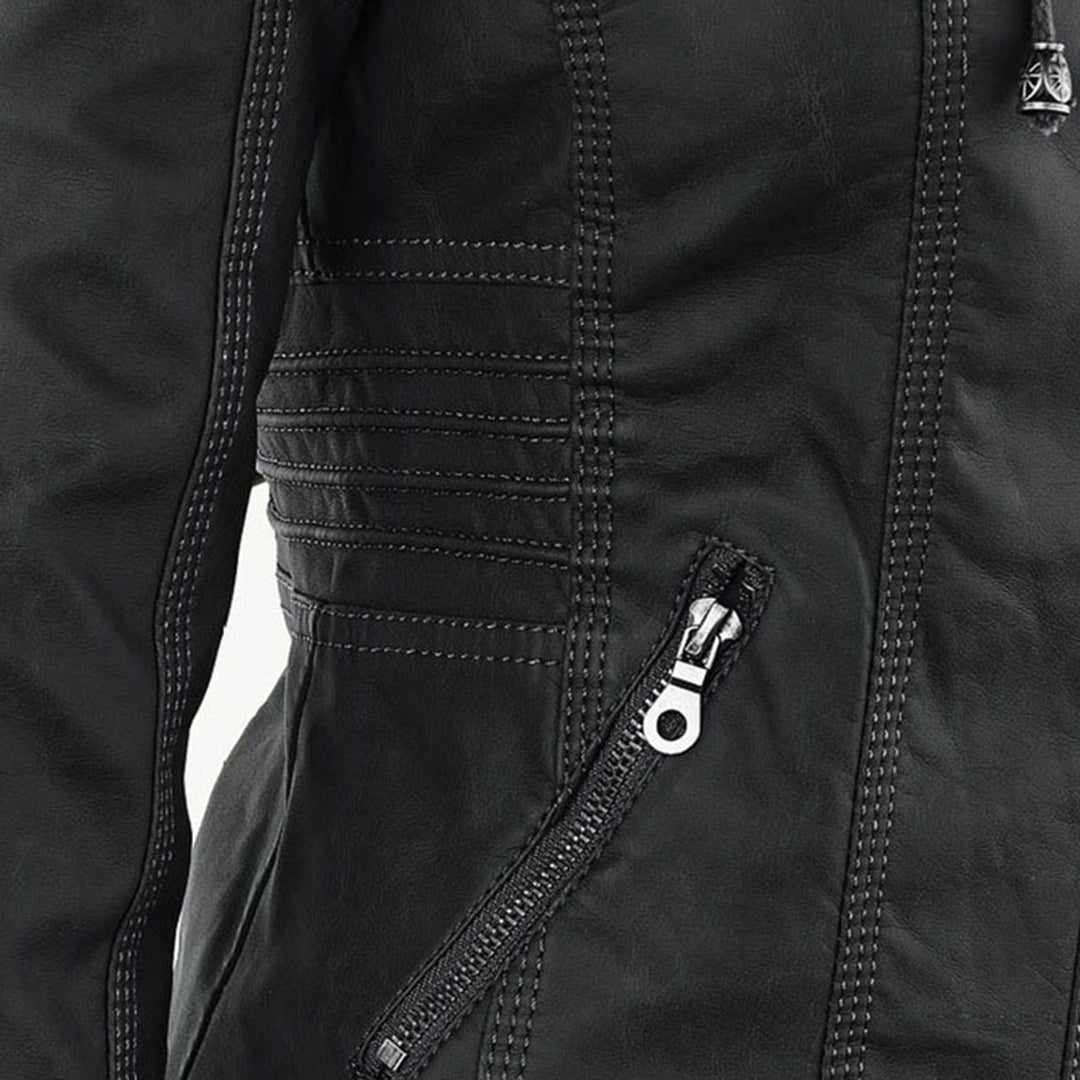 Narguize™ - Veste en Cuir avec Capuche Élégante