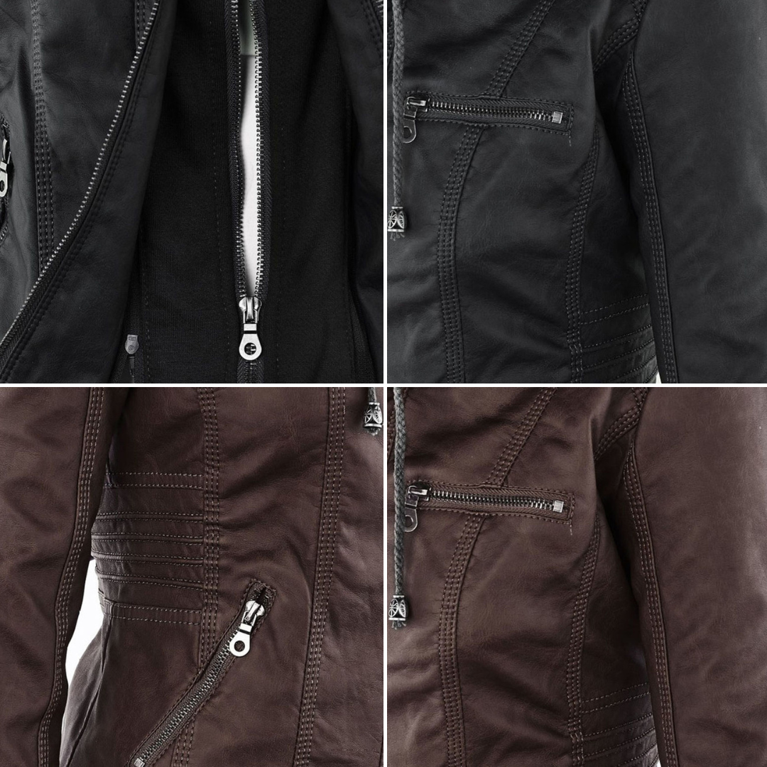 Narguize™ - Veste en Cuir avec Capuche Élégante