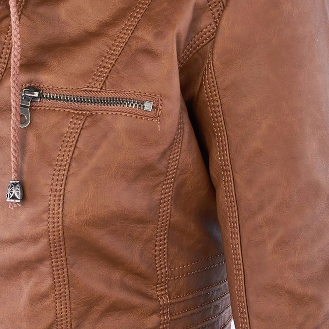 Narguize™ - Veste en Cuir avec Capuche Élégante