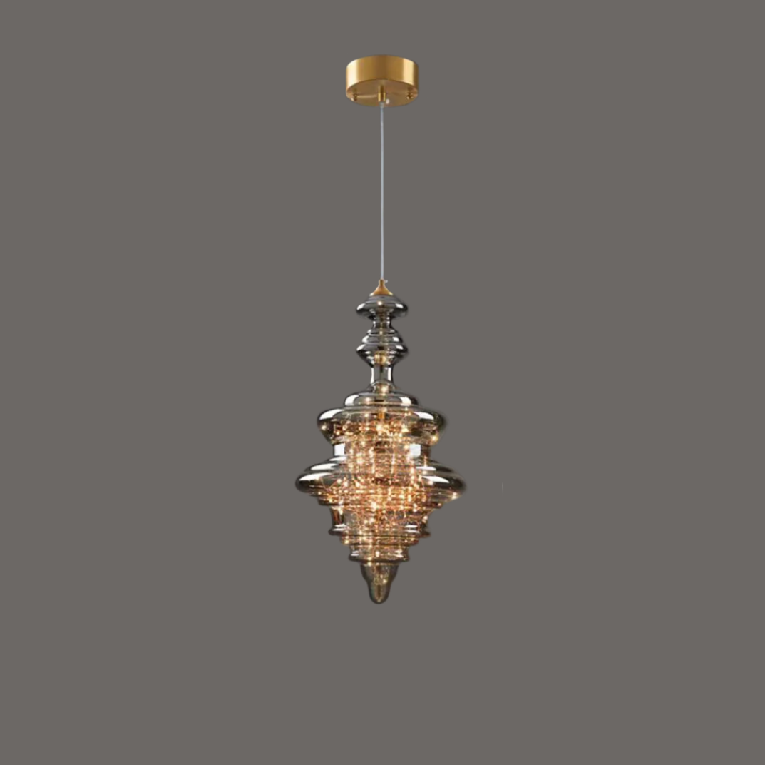 Lampe suspendue étoilée en verre gris pour une atmosphère enchanteresse
