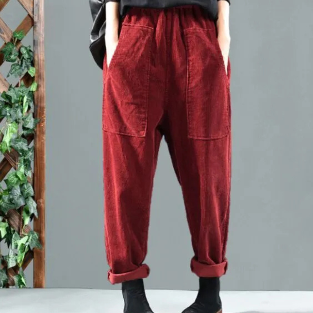 LAIA - Pantalon en velours côtelé pour femme pour un look chic