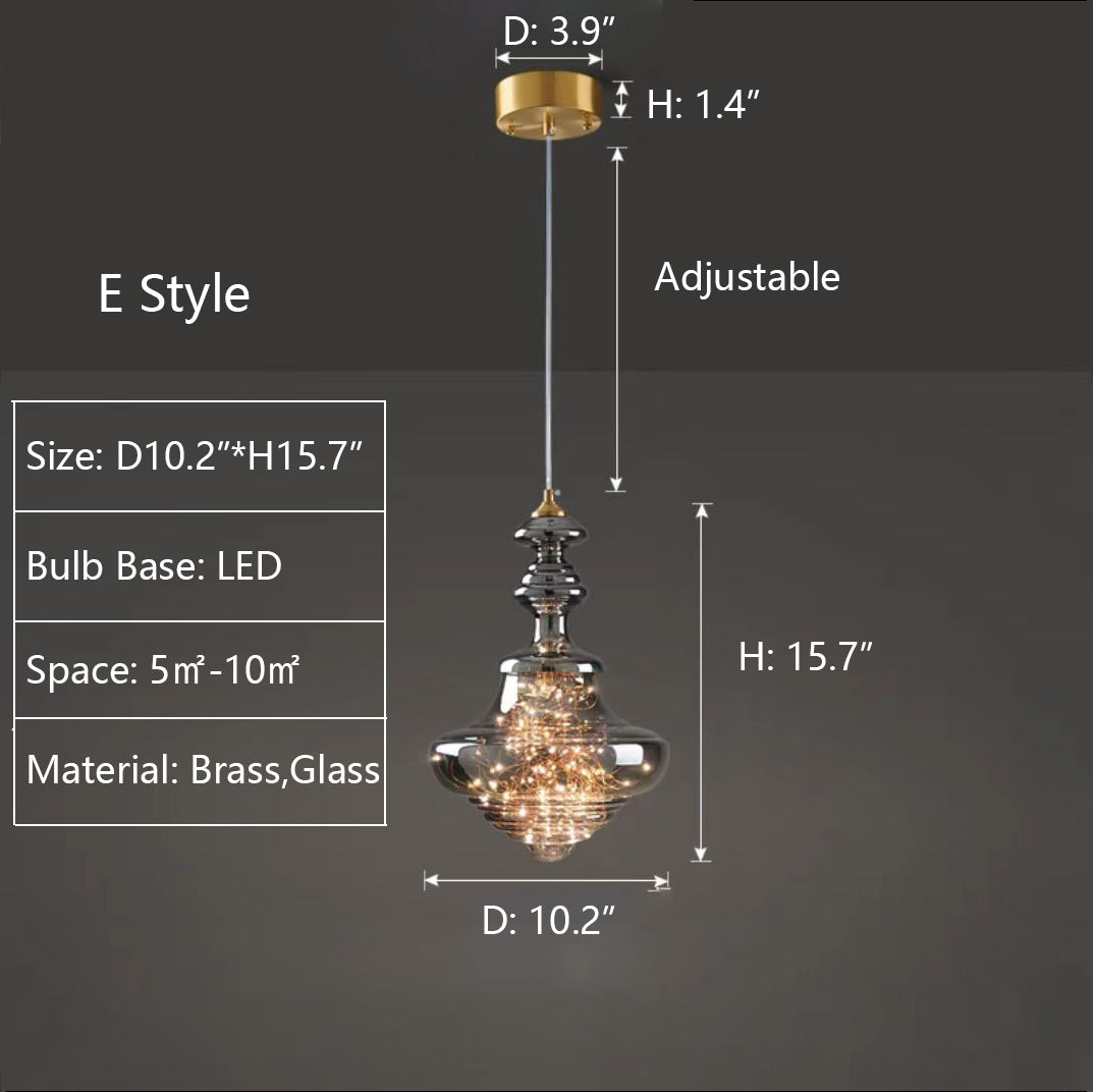 Lampe suspendue étoilée en verre gris pour une atmosphère enchanteresse
