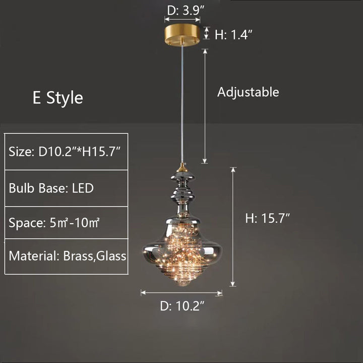 Lampe suspendue étoilée en verre gris pour une atmosphère enchanteresse