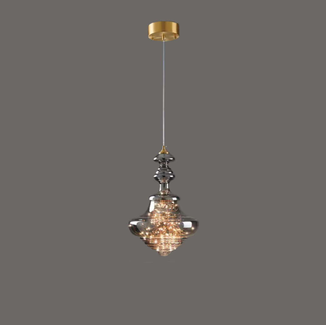Lampe suspendue étoilée en verre gris pour une atmosphère enchanteresse