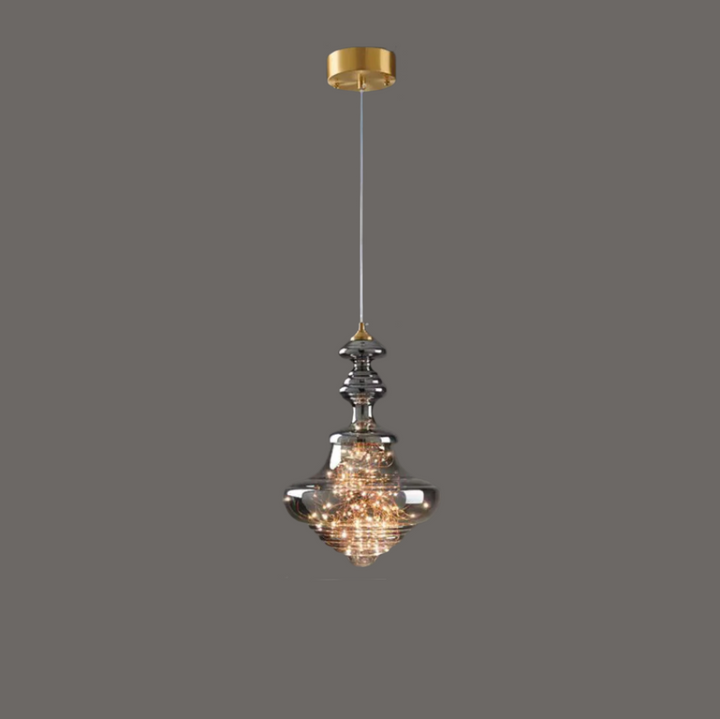 Lampe suspendue étoilée en verre gris pour une atmosphère enchanteresse