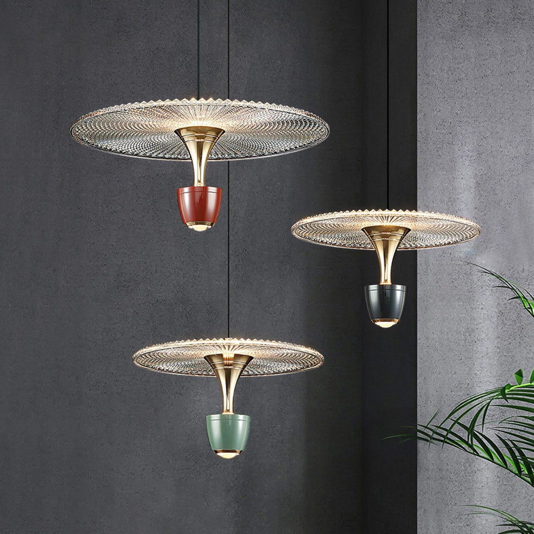 Lampe pendante LED moderne et élégante avec un design en forme de disque