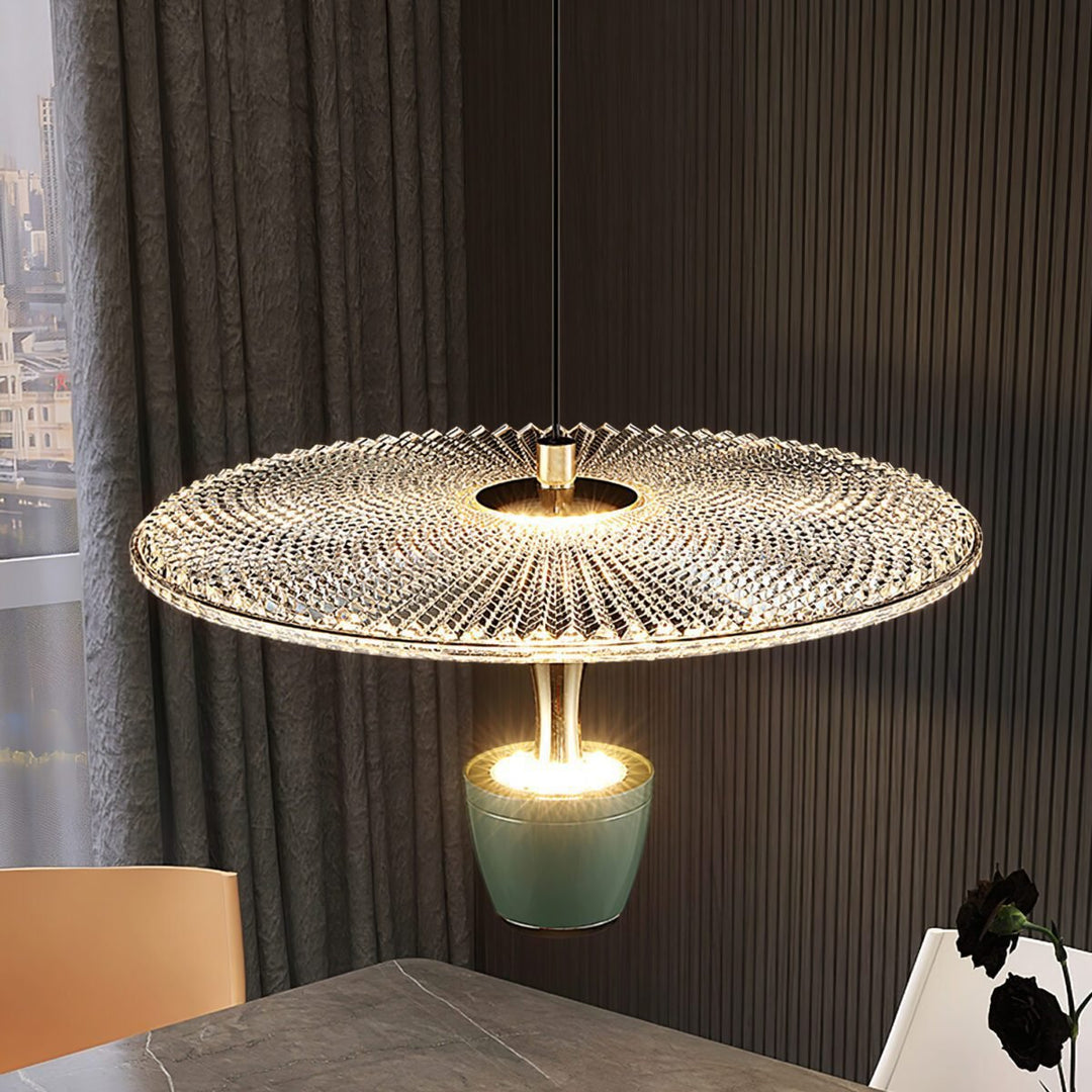 Lampe pendante LED moderne et élégante avec un design en forme de disque