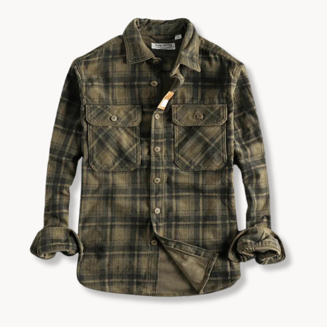 Digby | Chic Plaid Pattern Flannel Corduroy Jacket