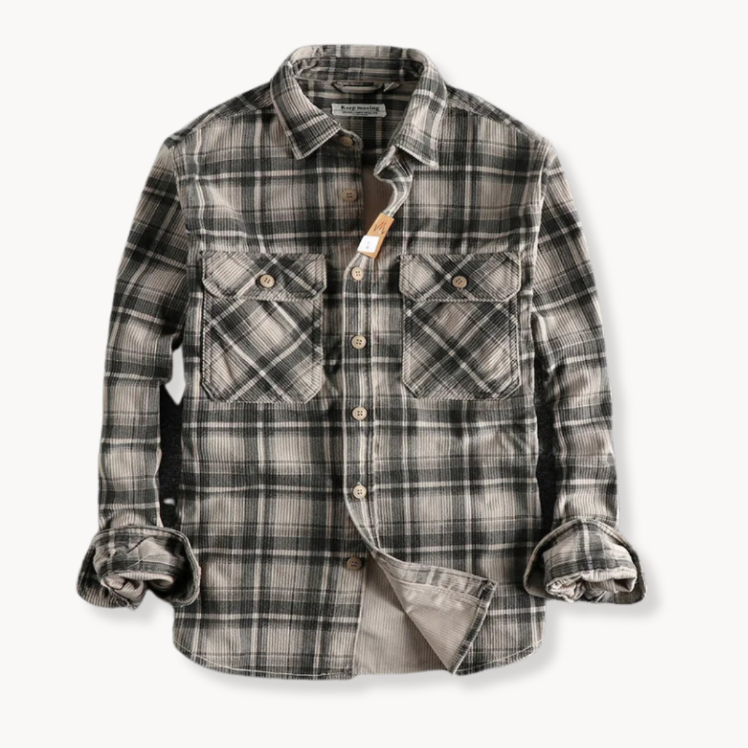 Digby | Chic Plaid Pattern Flannel Corduroy Jacket