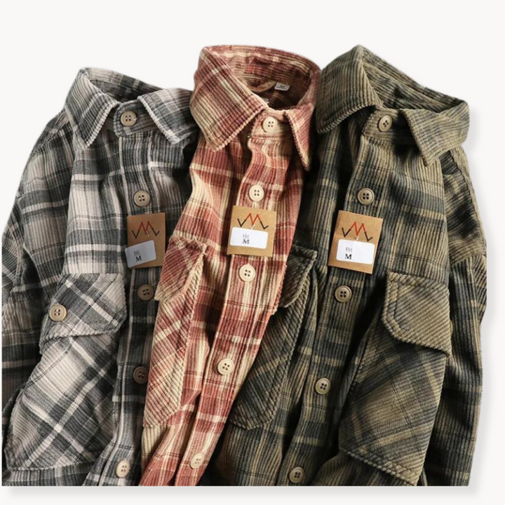 Digby | Chic Plaid Pattern Flannel Corduroy Jacket