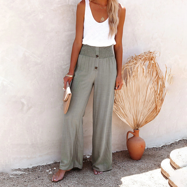 HILLA - Pantalon tendance taille haute à coupe décontractée