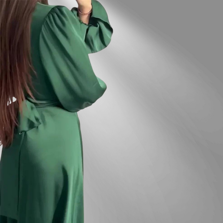 Miek | Luxury Silky Long Sleeve Dress for a Sophisticated Look (Robe de luxe à manches longues en soie pour un look sophistiqué)