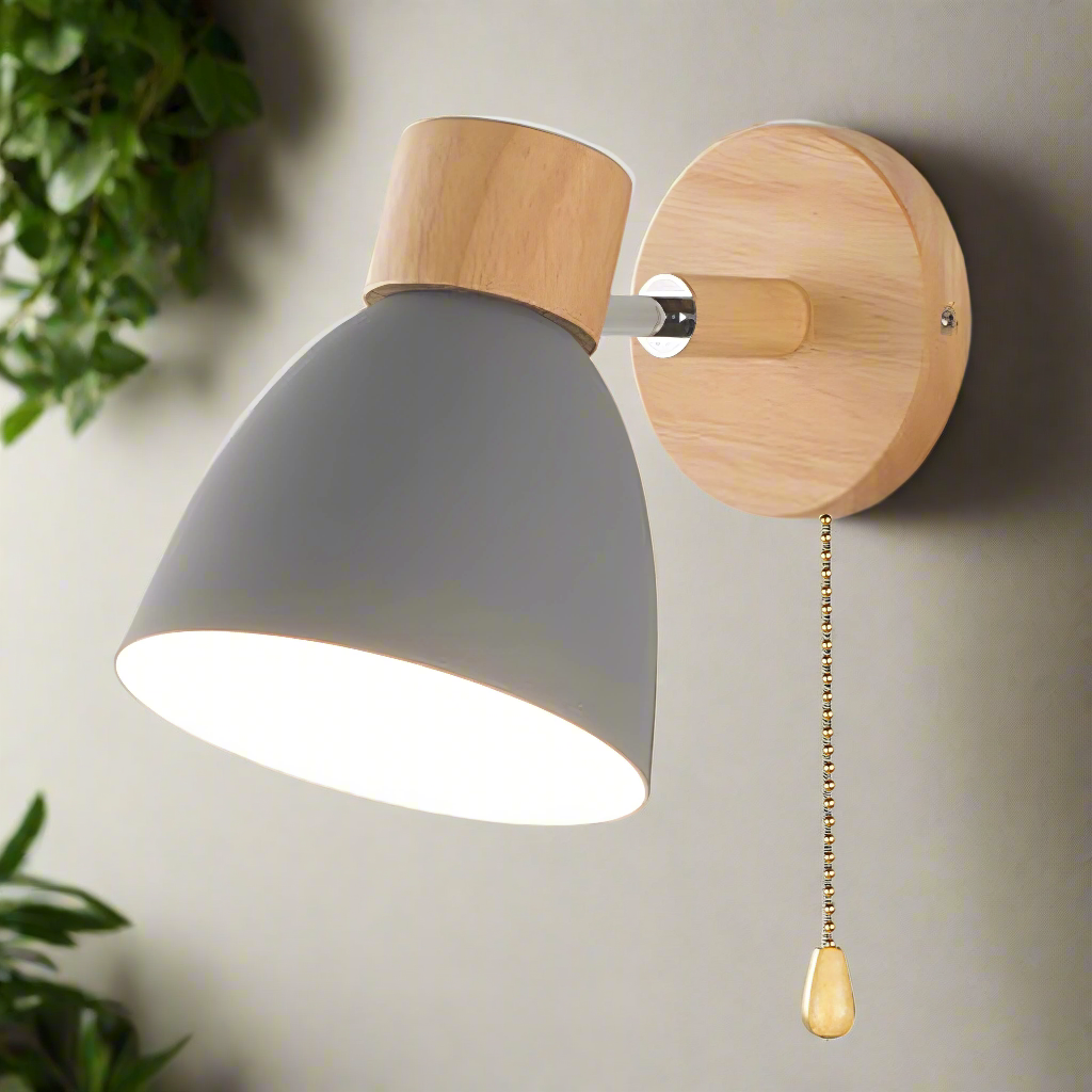 Jandiel - Lampe pendante scandinave moderne en bois avec interrupteur