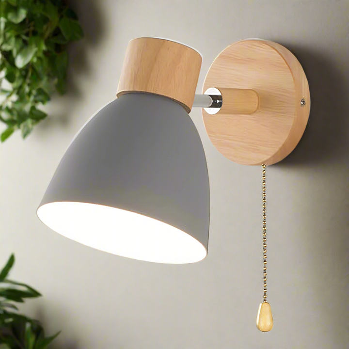 Jandiel - Lampe pendante scandinave moderne en bois avec interrupteur